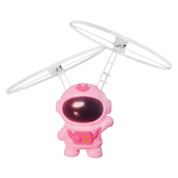 Flying Robot Astronaut. High-Tech Interactive Hand-Controlled Drone With Dual Wings with Lights